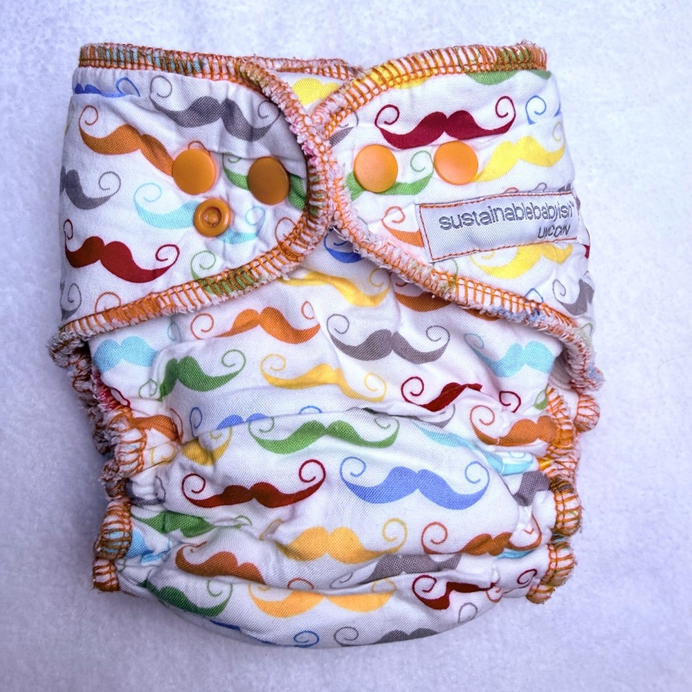 Sloomb bamboo fleece diaper with Multicolor Snaps, size Medium